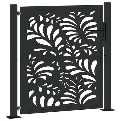 Garden Gate Black 105x106 cm Steel Wave Design