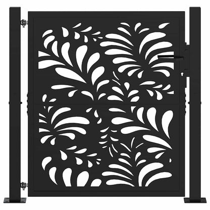 Garden Gate Black 105x106 cm Steel Wave Design