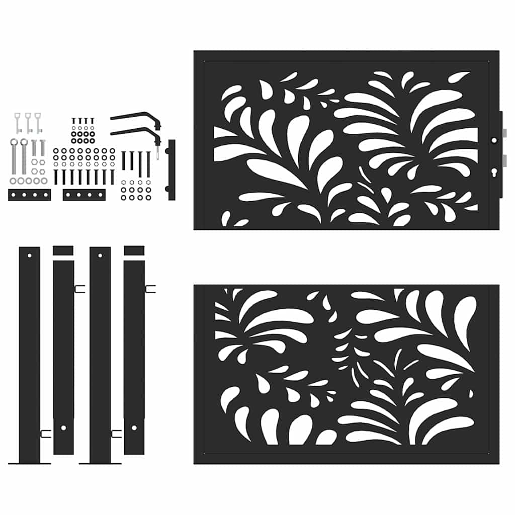 Garden Gate Black 105x106 cm Steel Wave Design