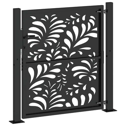 Garden Gate Black 105x106 cm Steel Wave Design