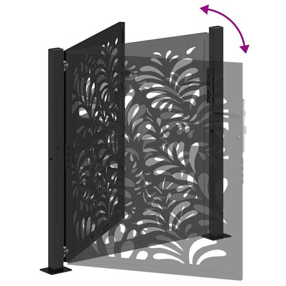 Garden Gate Black 105x106 cm Steel Wave Design
