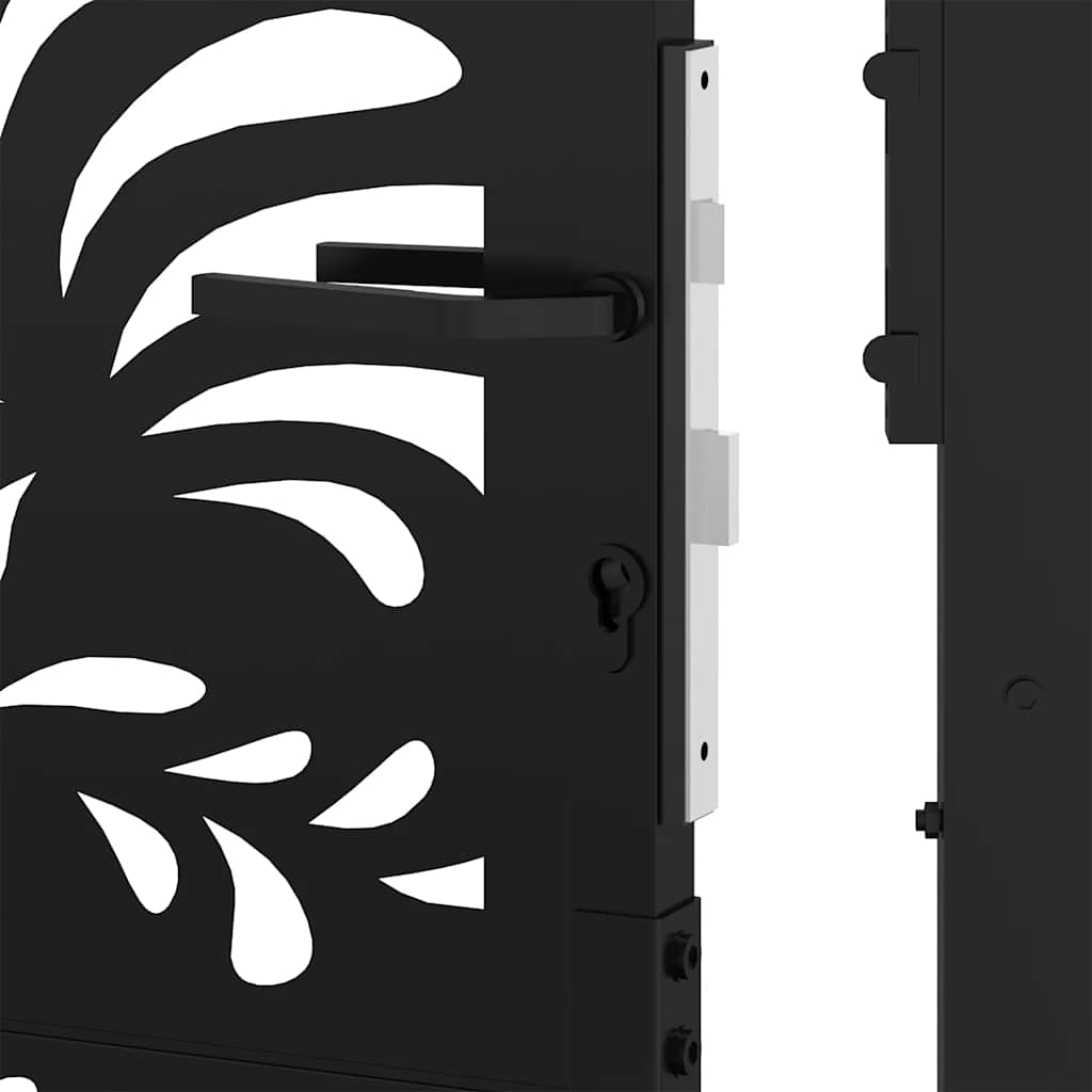 Garden Gate Black 105x106 cm Steel Wave Design
