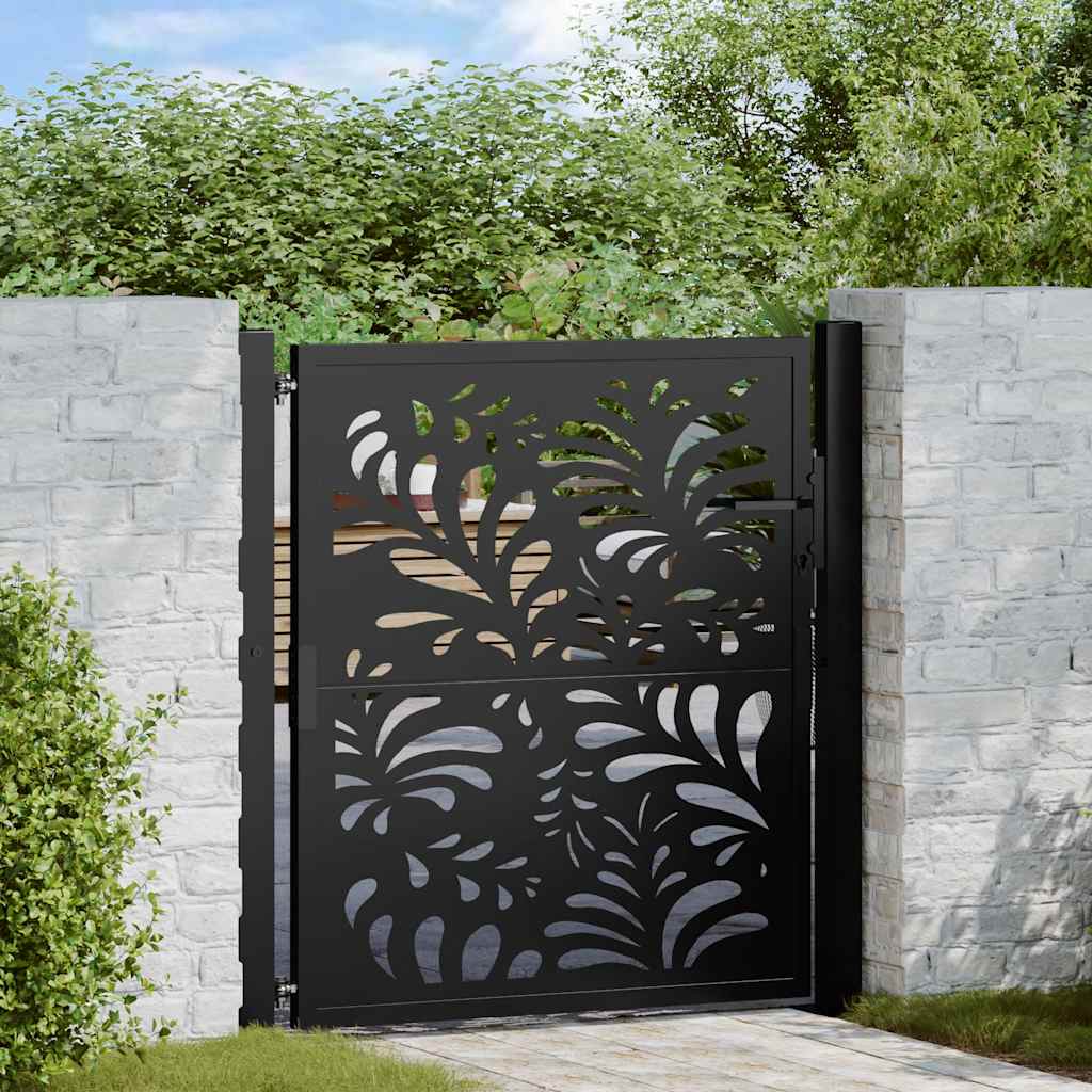 Garden Gate Black 105x106 cm Steel Wave Design