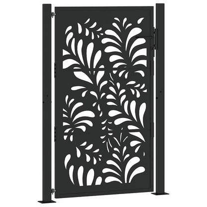 Garden Gate Black 105x155 cm Steel Wave Design