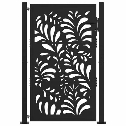 Garden Gate Black 105x155 cm Steel Wave Design