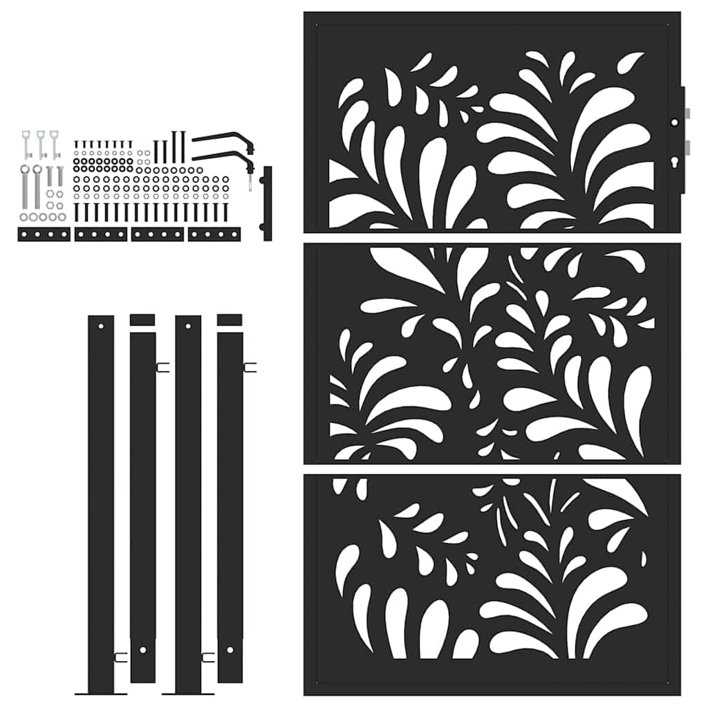 Garden Gate Black 105x155 cm Steel Wave Design