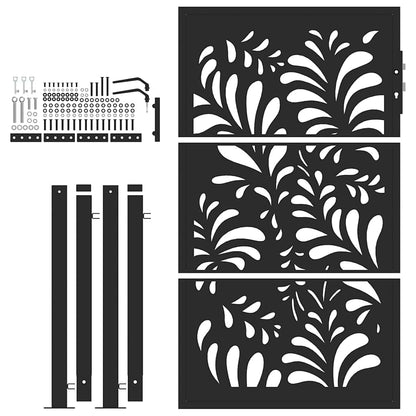 Garden Gate Black 105x155 cm Steel Wave Design