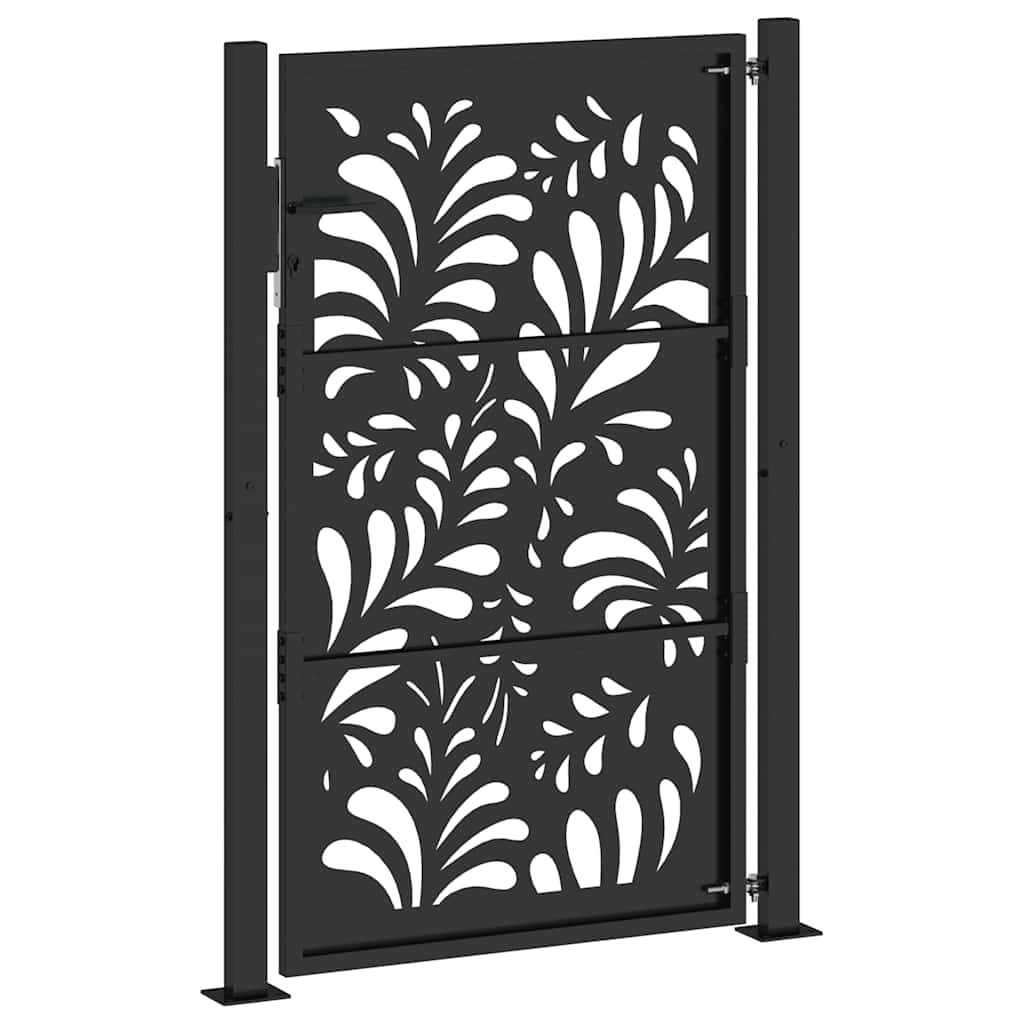 Garden Gate Black 105x155 cm Steel Wave Design