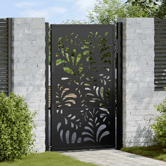 Garden Gate Black 105x155 cm Steel Wave Design
