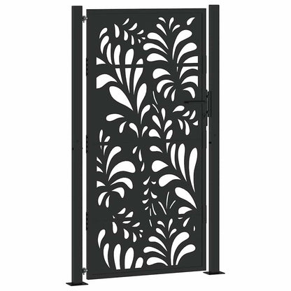 Garden Gate Black 105x180 cm Steel Wave Design