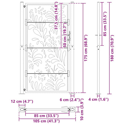Garden Gate Black 105x180 cm Steel Wave Design