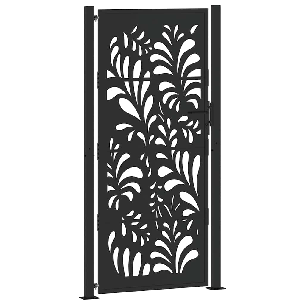 Garden Gate Black 105x205 cm Steel Wave Design