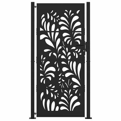 Garden Gate Black 105x205 cm Steel Wave Design