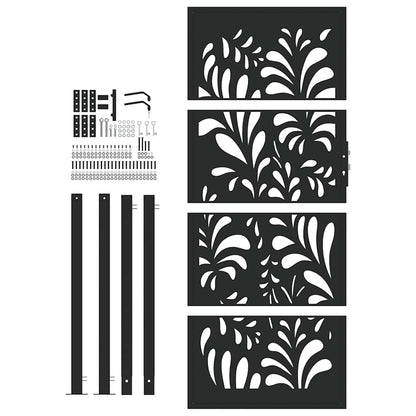 Garden Gate Black 105x205 cm Steel Wave Design