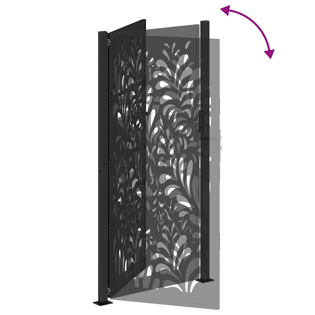 Garden Gate Black 105x205 cm Steel Wave Design