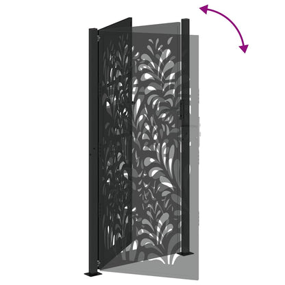 Garden Gate Black 105x205 cm Steel Wave Design