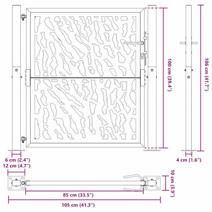 Garden Gate Black 105x106 cm Steel Trace Design