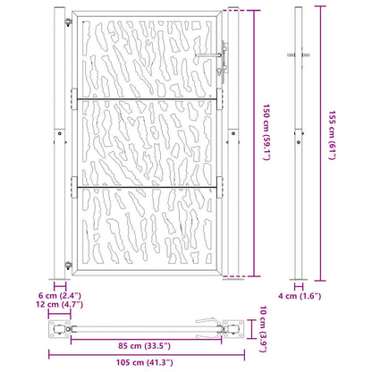 Garden Gate Black 105x155 cm Steel Trace Design