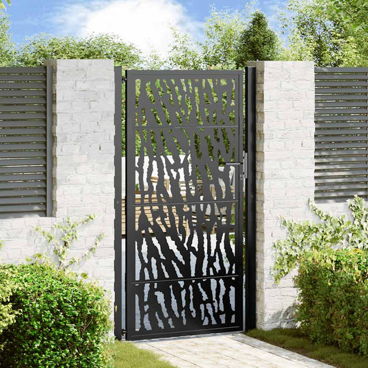 Garden Gate Black 105x180 cm Steel Trace Design