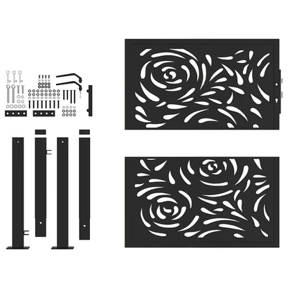 Garden Gate Black 105x106 cm Steel Flame Design