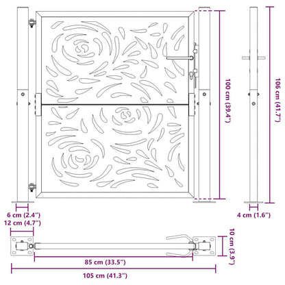 Garden Gate Black 105x106 cm Steel Flame Design