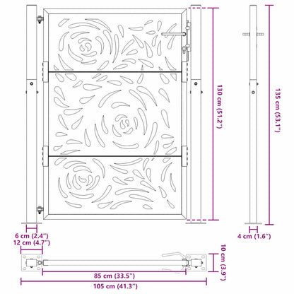 Garden Gate Black 105x130 cm Steel Flame Design