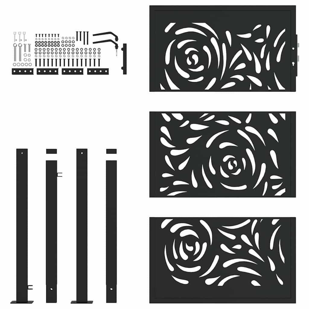 Garden Gate Black 105x155 cm Steel Flame Design