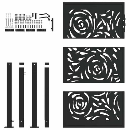 Garden Gate Black 105x155 cm Steel Flame Design