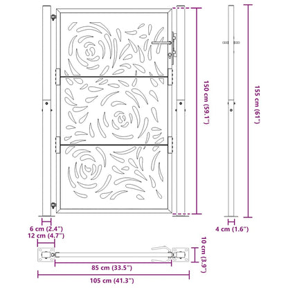Garden Gate Black 105x155 cm Steel Flame Design