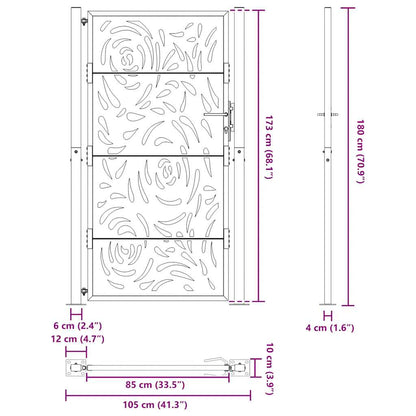 Garden Gate Black 105x180 cm Steel Flame Design