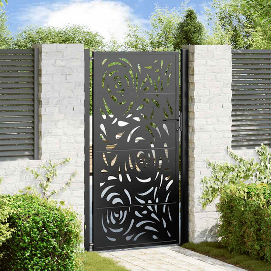 Garden Gate Black 105x180 cm Steel Flame Design
