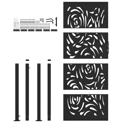 Garden Gate Black 105x205 cm Steel Flame Design