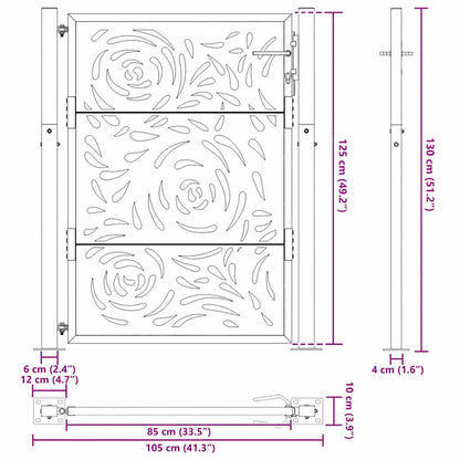 Garden Gate 105x130 cm Weathering Steel Flame Design