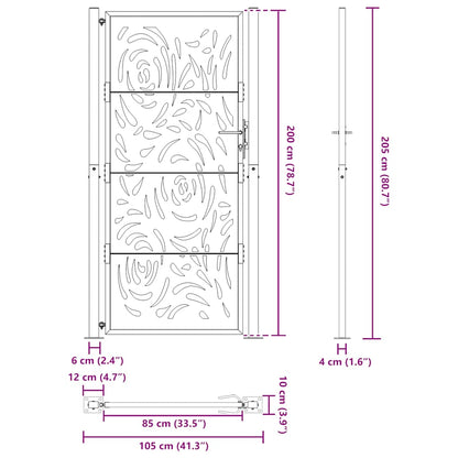 Garden Gate 105x205 cm Weathering Steel Flame Design