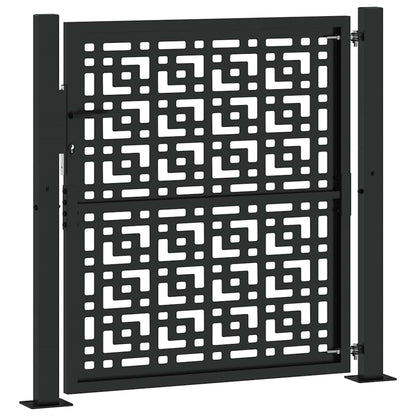Garden Gate Black 105x106 cm Steel Cross Design