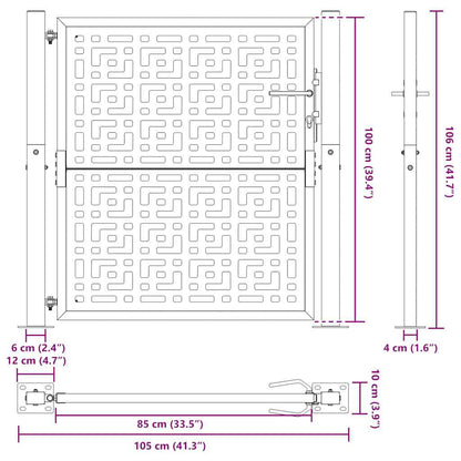 Garden Gate Black 105x106 cm Steel Cross Design
