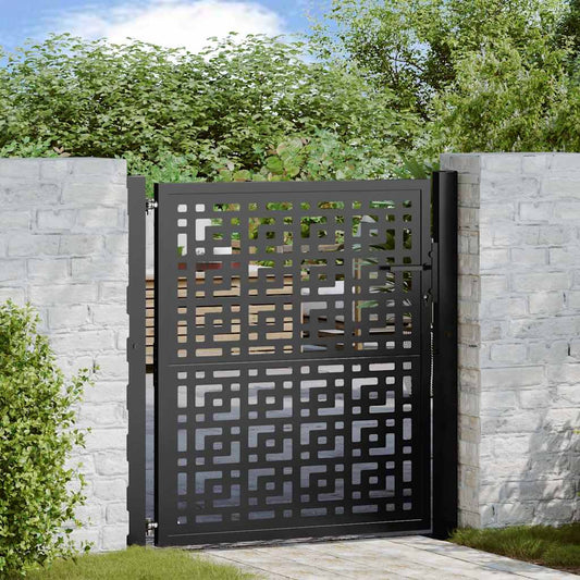 Garden Gate Black 105x106 cm Steel Cross Design