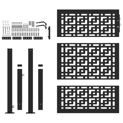 Garden Gate Black 105x130 cm Steel Cross Design