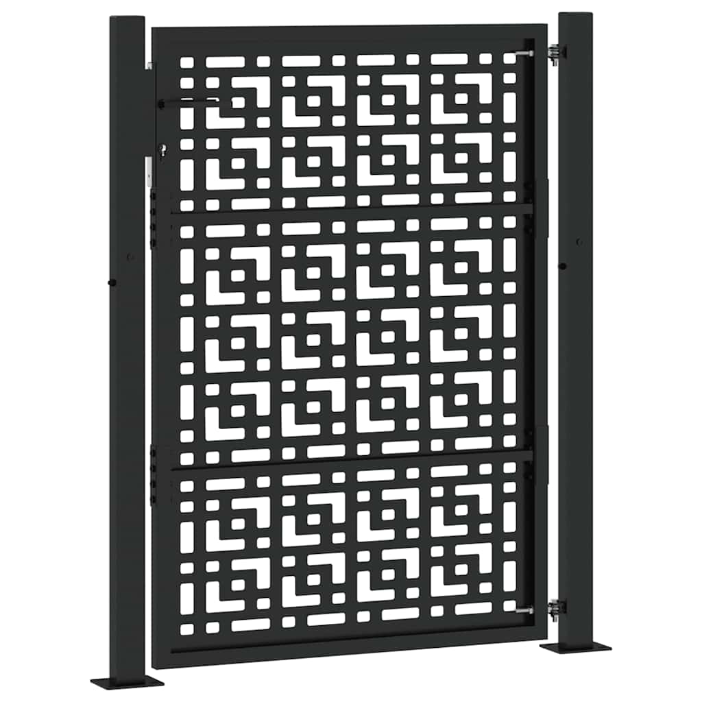 Garden Gate Black 105x130 cm Steel Cross Design