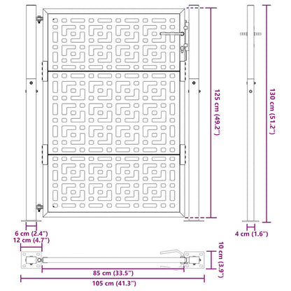 Garden Gate Black 105x130 cm Steel Cross Design