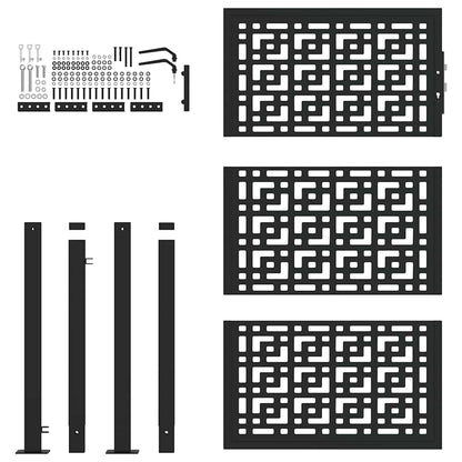 Garden Gate Black 105x155 cm Steel Cross Design