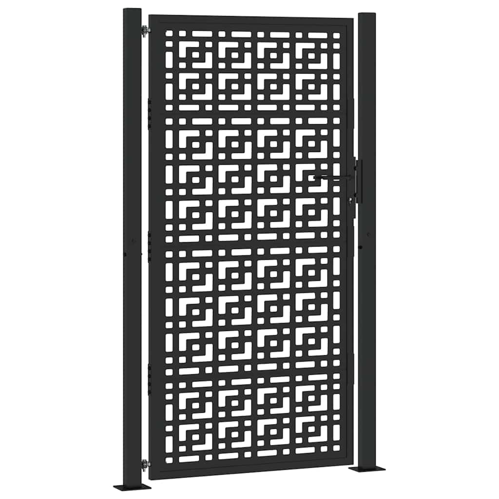 Garden Gate Black 105x180 cm Steel Cross Design