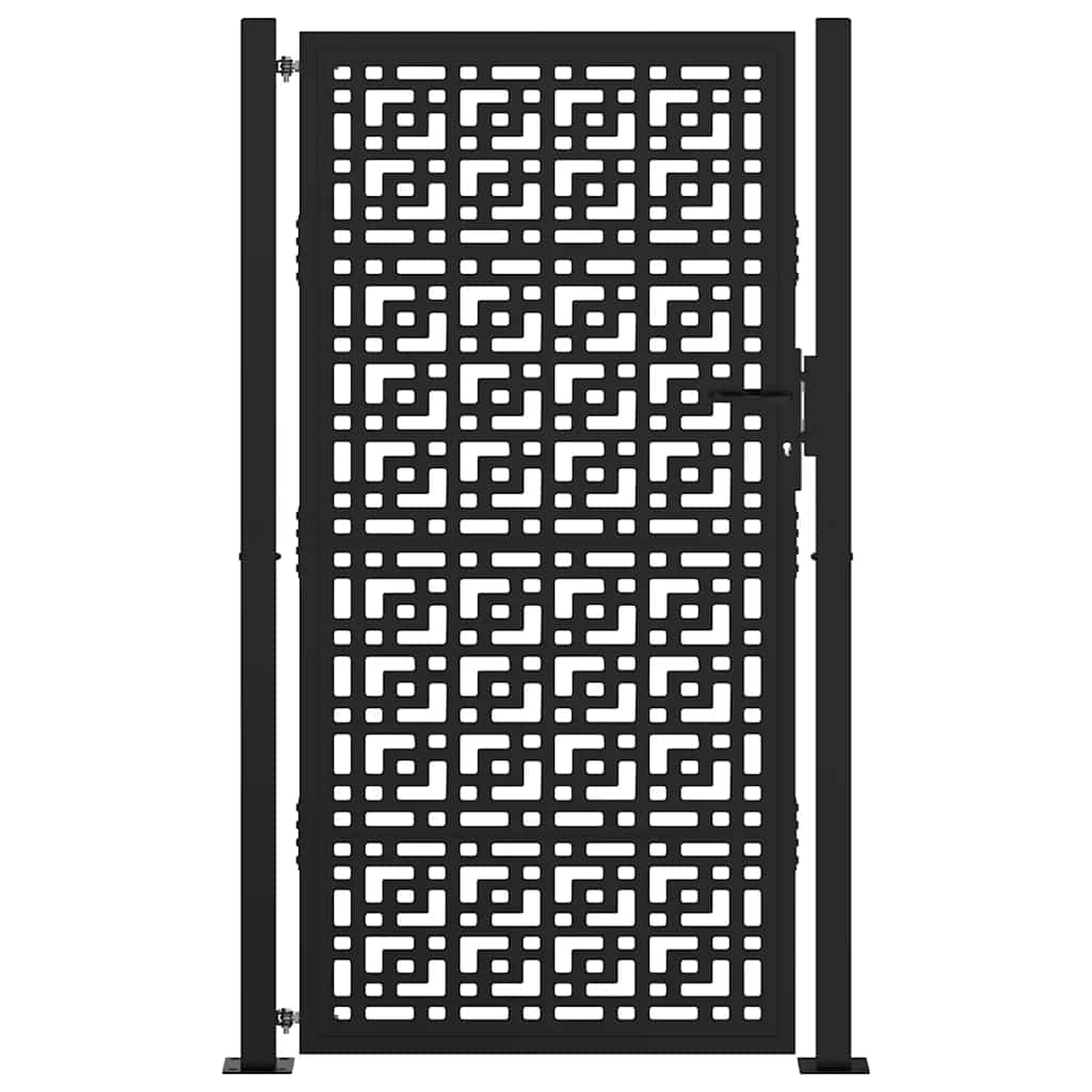 Garden Gate Black 105x180 cm Steel Cross Design