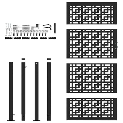 Garden Gate Black 105x180 cm Steel Cross Design