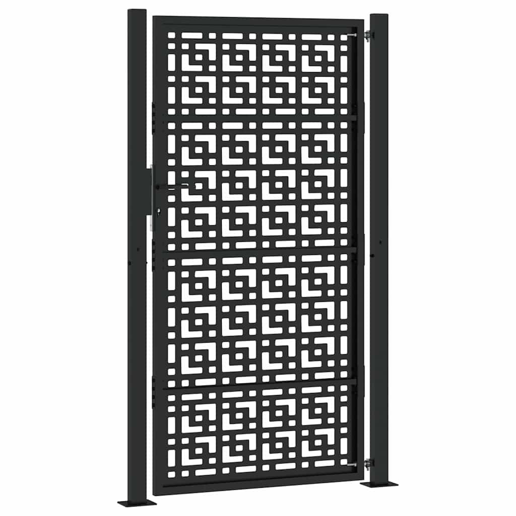 Garden Gate Black 105x180 cm Steel Cross Design