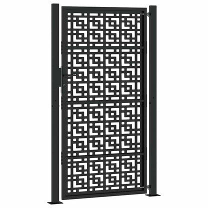 Garden Gate Black 105x180 cm Steel Cross Design