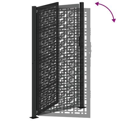 Garden Gate Black 105x180 cm Steel Cross Design