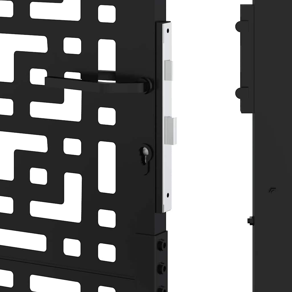 Garden Gate Black 105x180 cm Steel Cross Design