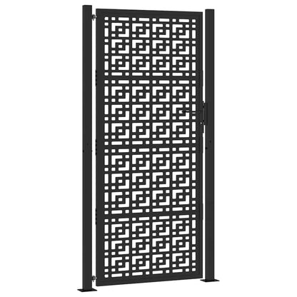 Garden Gate Black 105x205 cm Steel Cross Design