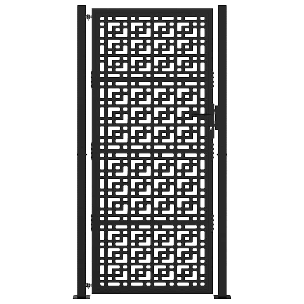 Garden Gate Black 105x205 cm Steel Cross Design
